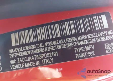 2016 Jeep Renegade Sport from USA, damaged, VIN ZACCJAAT8GPD52191